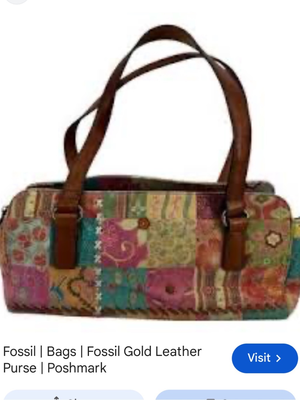 Fossil Y2K Patchwork Multicolor Leather Shoulder Bag